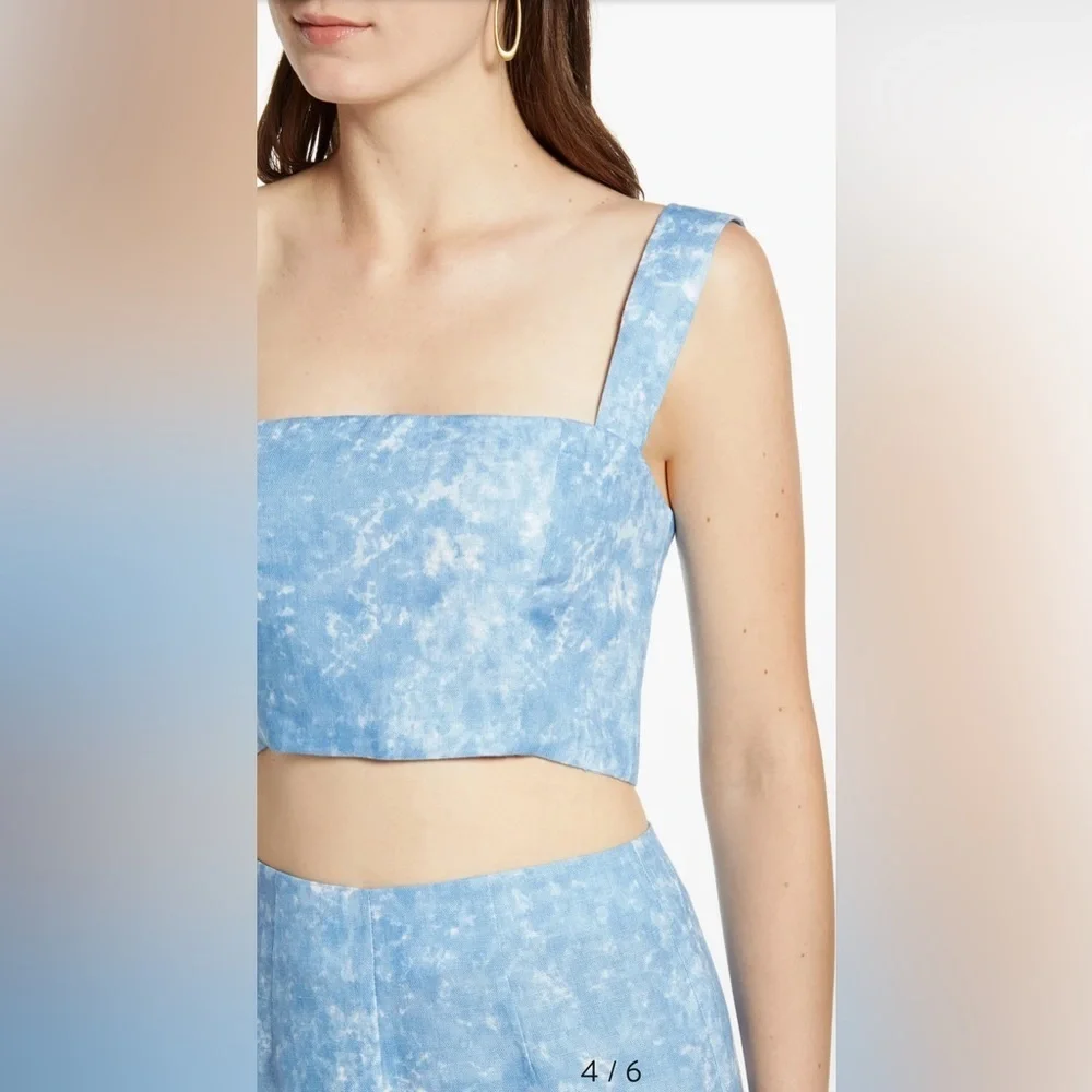 New! Reformation Mara 2–Piece Set Tie Dye Linen Cropped Top & Wide Leg 🩵 size 4